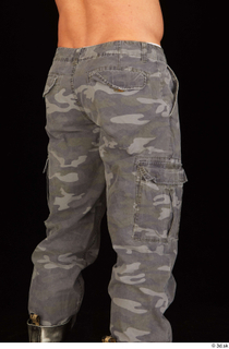 Larry Steel casual dressed grey camo trousers thigh 0006.jpg